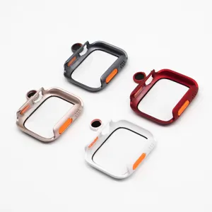 Custodia protettiva in vetro temperato PC rigido compatibile con stile Apple Watch Ultra, cover.