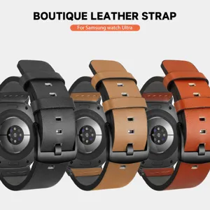 Cinturino in pelle compatibile con Samsung Galaxy Watch Ultra 47mm, dettaglio cinturino in pelle.