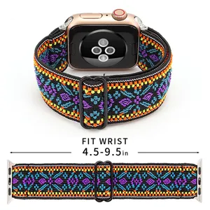 Correa de reloj elástica tejida bohemia ajustable de repuesto para smartwatch