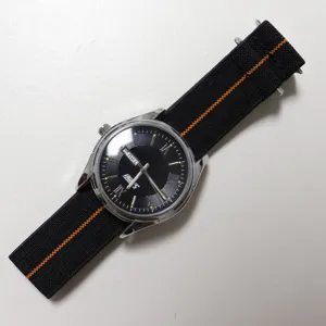 Men military nylon elastic watch strap with quartz watch black dial 20mm 22mm