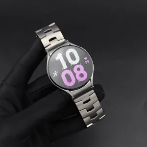 Lightweight titanium watch band replacement for Samsung Galaxy watch series, metal link strap.