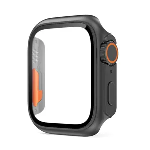 Custodia protettiva rigida in PC con vetro temperato protezione schermo smartwatch, colore nero.