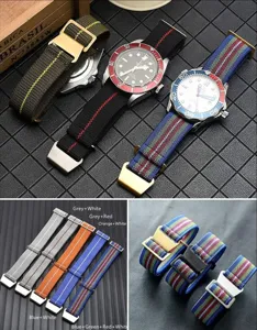 Nylon elastic watch strap 20mm 22mm military parachute style replacement band for smart watch.