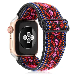 Correa de reloj elástica tejida bohemia con hebilla ajustable para uso diario cómodo.
