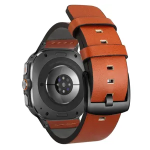 Cinturino di ricambio in vera pelle con connettori in metallo compatibile con smartwatch da 47mm
