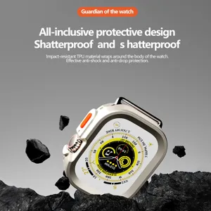 Detail view of the protective TPU case for Apple Watch Ultra, showing shockproof bumper.