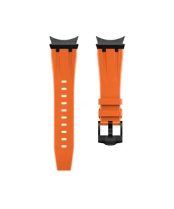 Cinturino di ricambio in silicone compatibile con smartwatch, arancione vivace con fibbia nera.