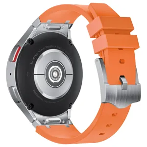 Cinturino di ricambio in silicone con connettore in metallo per smartwatch Samsung, arancione.