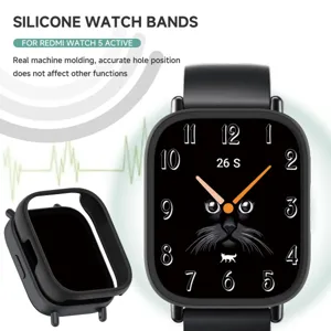 Beschermhoes compatibel met Redmi Watch 5 Active zwarte siliconen bumper nauwkeurig