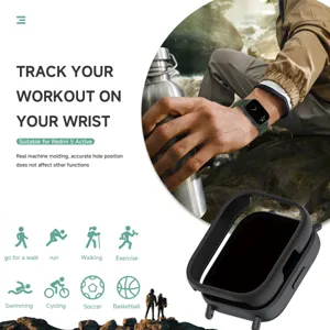 PC beschermhoes voor Redmi Watch 5 Active, lichtgewicht bumpercover, zwart, duurzaam.