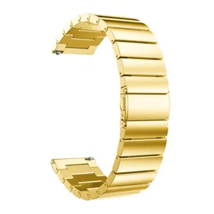 Gold stainless steel watch band detail, durable metal replacement strap for smartwatch.