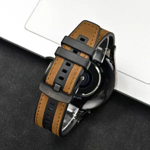 Ersatz Silikon Leder Uhrenarmband mit schwarzer Schließe für Smartwatches, robust und elegant.