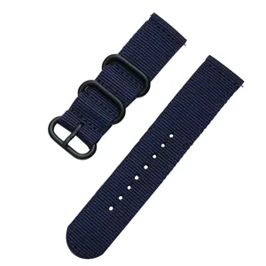 Cinturino per orologio in tela di nylon spessa sgancio rapido blu scuro per smartwatch