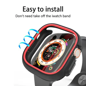 Δίχρωμη θήκη προστασίας TPU PC για Apple Watch, εύκολη τοποθέτηση χωρίς αφαίρεση λουριού.