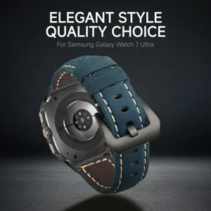 Echtes Leder Ersatzarmband passend fuer Samsung Galaxy Watch 7 Ultra 47mm Modell.