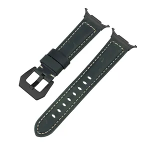 Echtes Crazy Horse Leder Uhrenarmband mit schwarzer Schließe für Samsung Galaxy Watch Ultra.