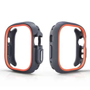 Δίχρωμη προστατευτική θήκη για smartwatch από TPU και PC με μοντέρνο γκρι και πορτοκαλί σχέδιο.