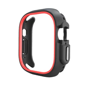 Δίχρωμη προστατευτική θήκη TPU PC για smartwatch, αντικραδασμικό bumper, μαύρο και κόκκινο.