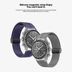 Vista dettagliata del cinturino magnetico in silicone universale con fibbia déployante smartwatch.