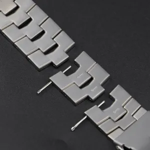 Titanium watch strap replacement band compatible with smartwatches, durable metallic link bracelet.