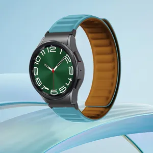 Silicone magnetic watch strap compatible with Samsung Galaxy Watch 6 series replacement band.