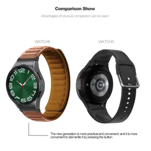 Silicone magnetic watch band replacement with quick release button for Samsung watch 6 5.