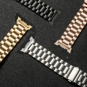 Correa de reloj de metal de acero inoxidable compatible con relojes inteligentes.