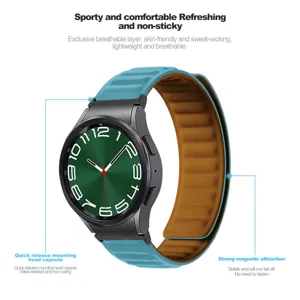 Silicone magnetic watch strap replacement featuring a dual-tone design with quick release connectors.