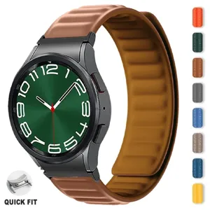 Silicone Magnetic Suction Watch Strap With Button Connector For Samsung Watch 6 6 Classic Replacement Wristband Minimalist Style
