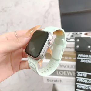 Cinturino di ricambio in silicone compatibile con Apple Watch, design verde chiaro.