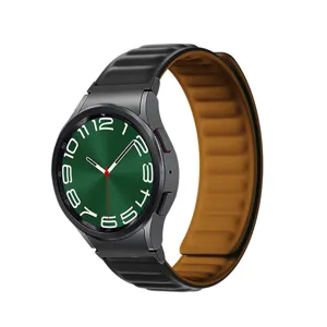 Silicone magnetic watch strap replacement compatible with smartwatch, comfortable wavy design.