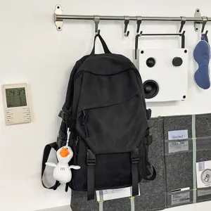 Lässiger großer Kapazität Rucksack für Oberschule Studenten trendiger schwarzer