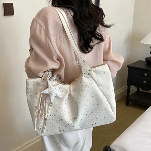 Summer new stylish star pattern tote bag commuter chic single shoulder underarm bag.