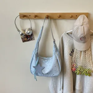 Borsa Tracolla Stampa Stelle Casual Donna Moda Viaggio Borsa Spalla Versatile Quotidiana Hobo Ciondolo Stella