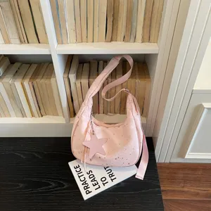 Borsa a tracolla hobo con stampa a stella rosa casual versatile elegante borsa dumpling donna