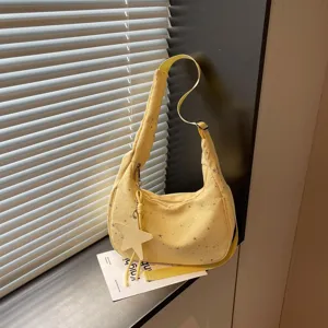 Borsa a tracolla gialla con stampa a stelle borsa hobo casual elegante borsa da donna chic