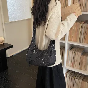 Borsa a tracolla nera da donna con motivo a stelle borsa casual elegante e versatile
