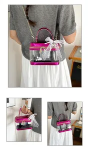 Bolso cruzado transparente estilo coreano de verano con lazo de encaje para mujeres.