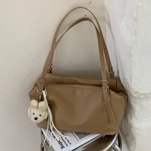 Bolso de hombro de cuero suave estilo coreano para mujer, gran capacidad bolso casual.