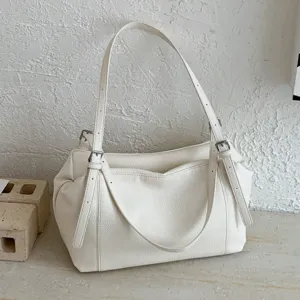 Bolso de hombro de cuero suave estilo coreano para mujer, gran capacidad bolso casual.