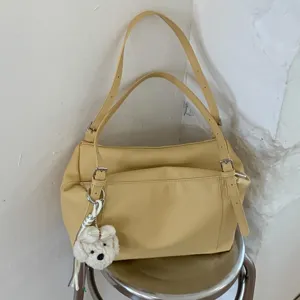 Bolso de hombro de cuero suave estilo coreano para mujer, gran capacidad para uso diario.
