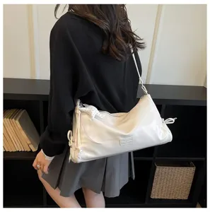 Femme blanc PU cuir sac a epaule decontracte slouchy sacbandouliere sac a main elegant