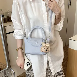 Mini borsa a tracolla azzurra da donna, elegante borsa a spalla in pelle sintetica.