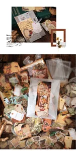 Vintage set scrapbooking me meikti yliko, retro aithetiko DIY diakosmitiko yliko chartioy.