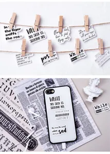 Black and white English quote stickers for journal, planner, phone case DIY decor.