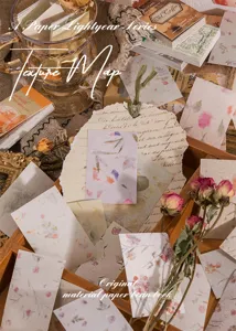 Vintage Blumen Materialpapier Set für Tagebuch, Scrapbooking und ästhetische Schreibwaren Dekoration.