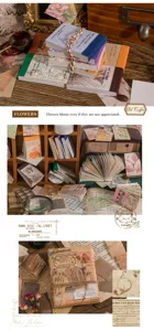 Momo Vintage Blumen Material Papier Notizbuch und Journal Aufkleber Set für Scrapbooking Basteln.
