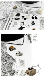 Detailed view of aesthetic retro stationery stickers set, perfect for DIY journaling and scrapbooking.