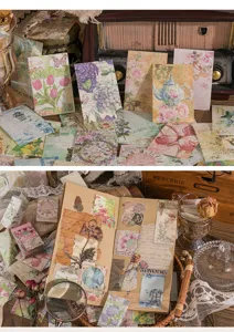 Vintage Blumen Scrapbooking Papier Set dekoratives Tagebuch Briefpapier Bastel Hintergrund Notizen.