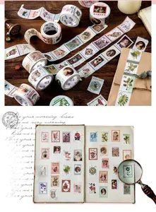 Vintage washi tape rolls stamp style floral plant decorative masking tape journal DIY craft